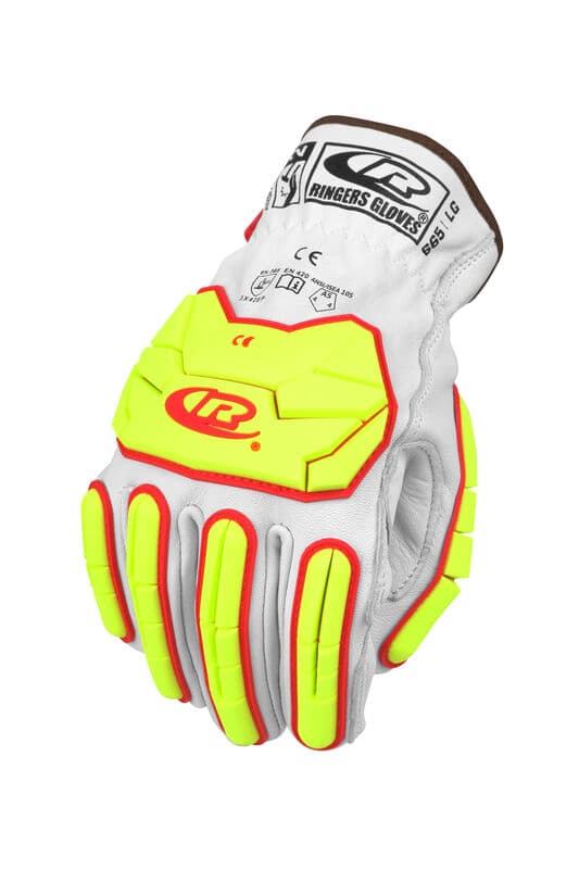 RINGERS® R665 Premium leather work gloves with TPR impact protection, delivering advanced hand safety