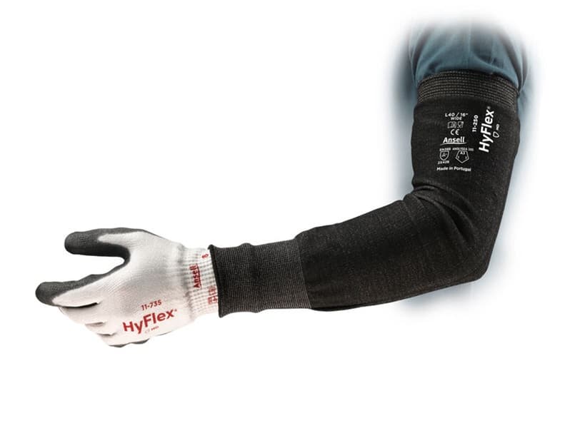 HyFlex® 11-250 Black arm protection sleeves that combine cut protection with unrivaled comfort