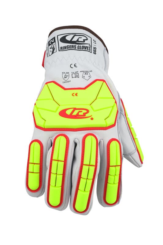 RINGERS® R665 Premium leather work gloves with TPR impact protection, delivering advanced hand safety