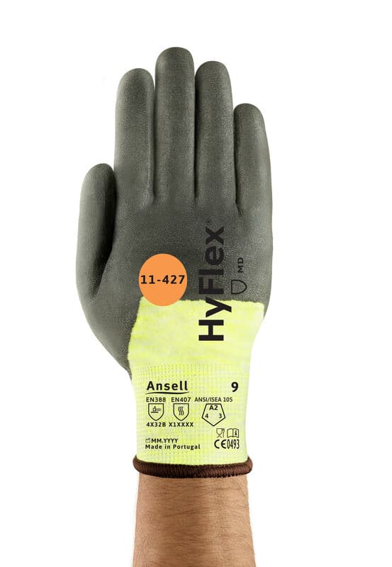 HyFlex® 11-427 Abrasion-resistant medium-duty safety gloves, offer wearers heat and cut resistance