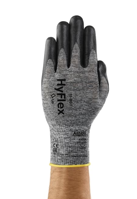 HyFlex® 11-801 Industrial safety gloves with 30% greater breathability and a dirt-masking dark liner