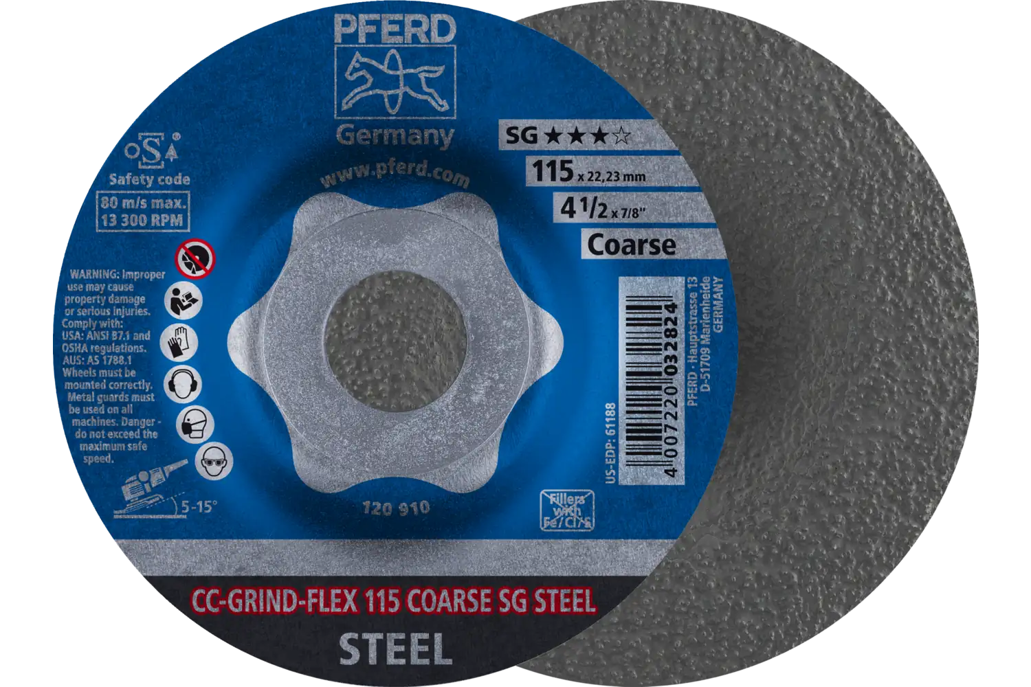 CC-GRIND FLEX taşlama diski 115x22.23 mm COARSE Performans Serisi SG STEEL çelik için 1