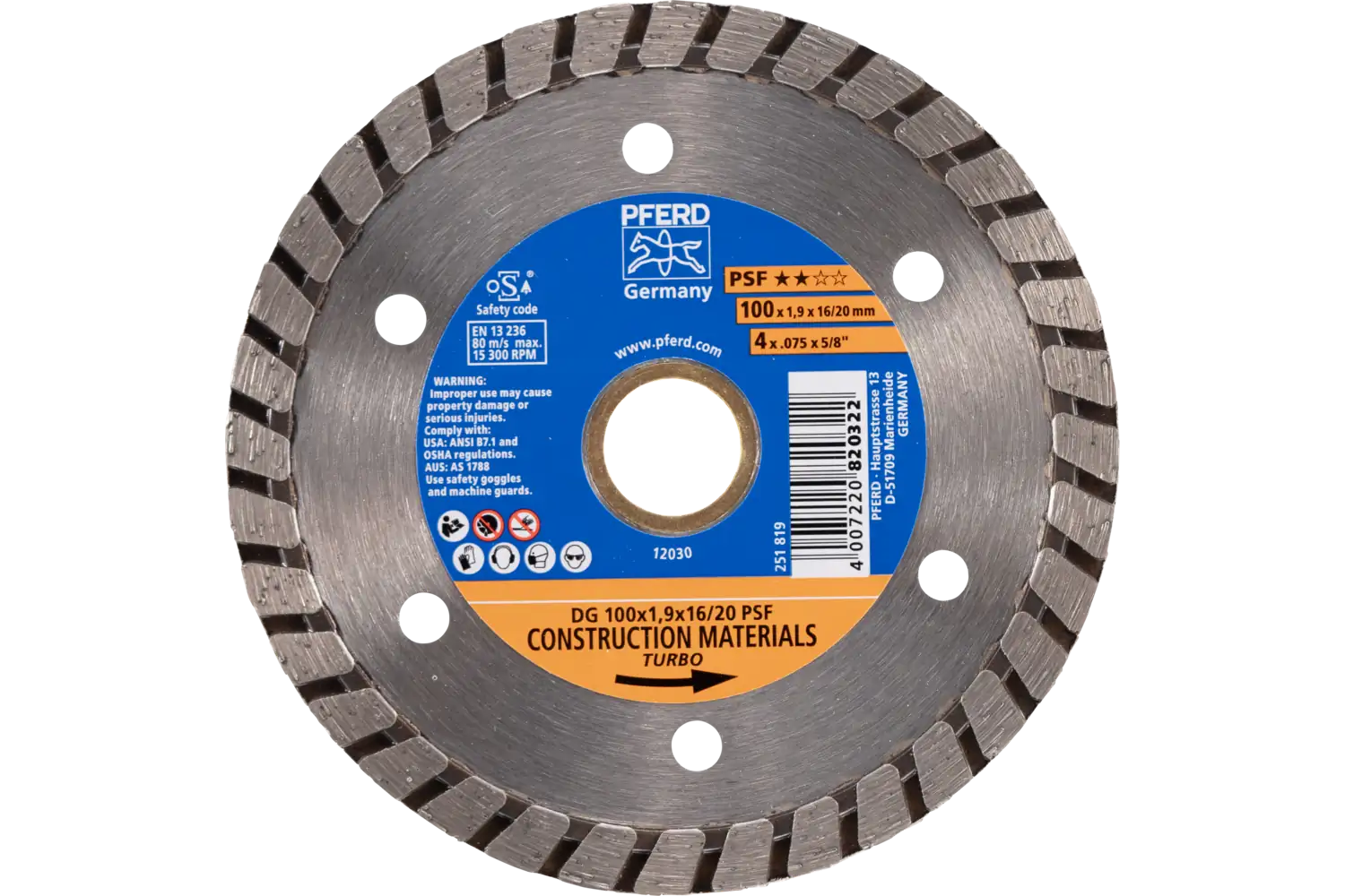 Elmas kesme taşı DG 100x1.9x16/20 mm START, beton kesmek için, yüksek kesim kalitesi 1
