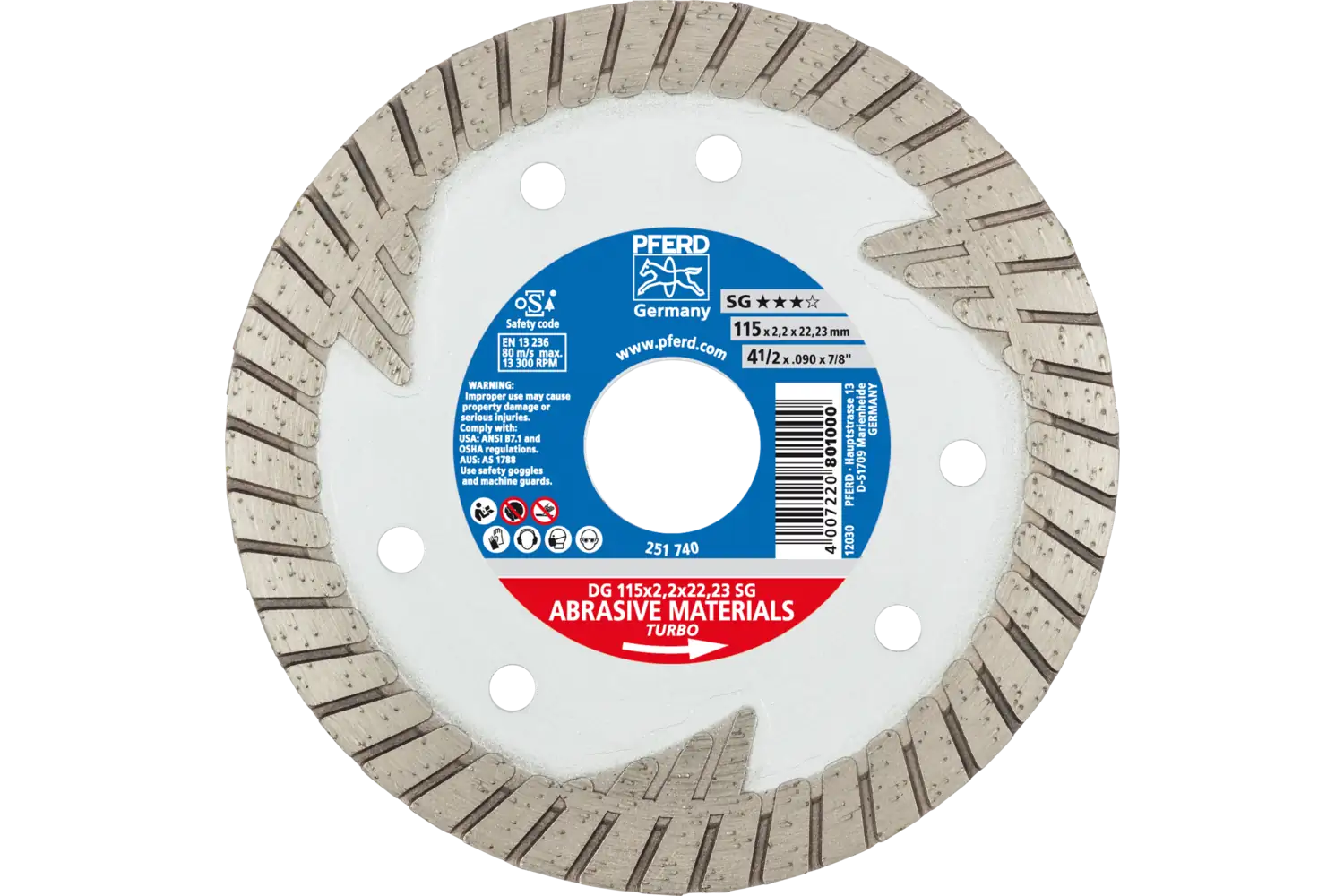 Taş/beton kesmek için elmas kesme taşı DG 115x2,2x22,23 mm SG, yüksek kesim kalitesi 1