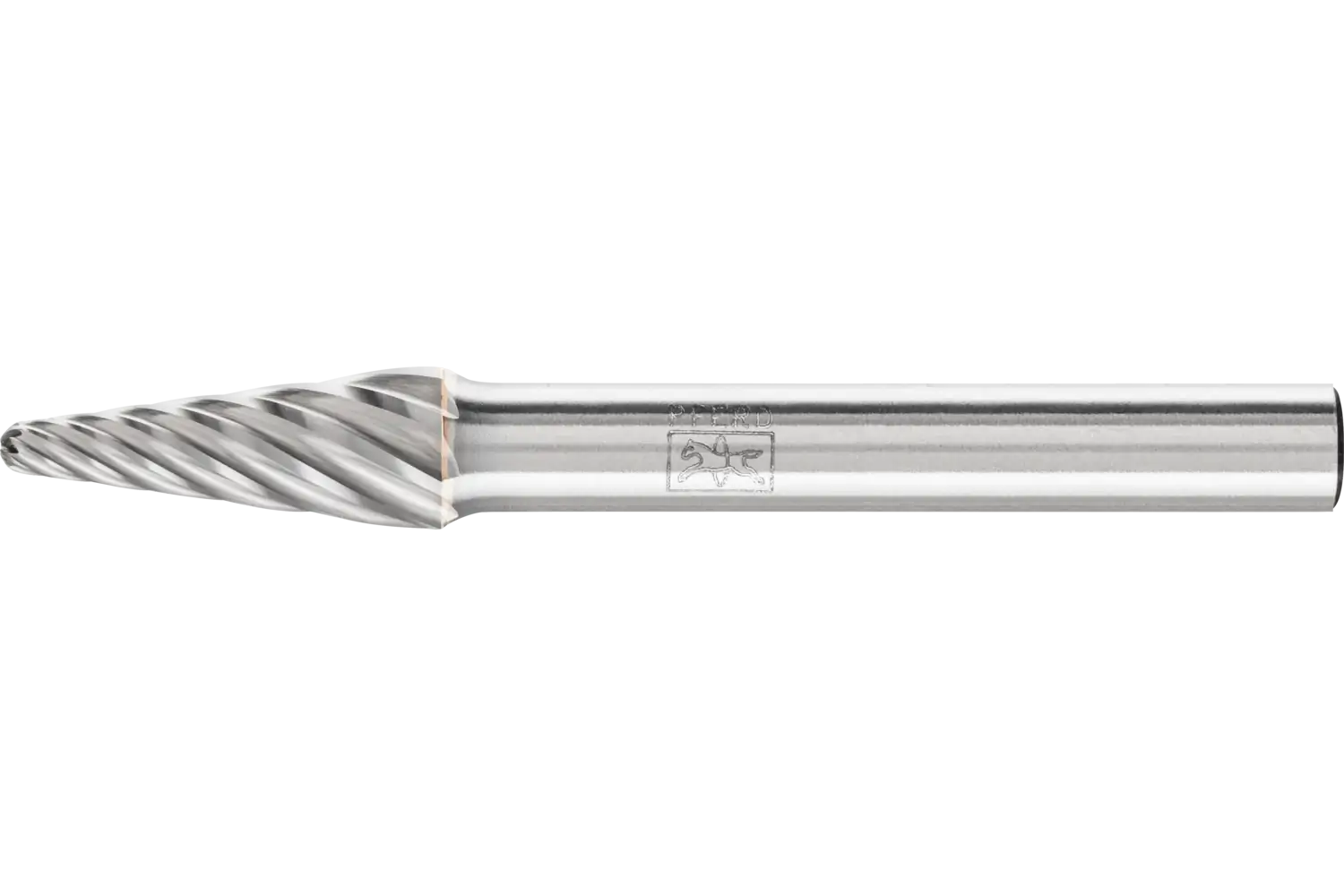 Yüksek performanslı karbür çapak alma frezesi INOX, konik tip, radyüs uçlu, KEL çap 08x20 mm sap çapı 6 mm, paslanmaz çelik için 1