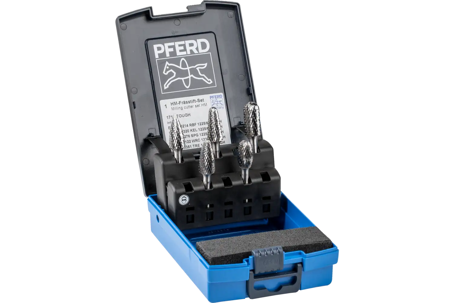 Yüksek performanslı karbür çapak alma frezesi seti 1712 TOUGH 5-parça çap 12 mm sap çapı 6 mm darbeye dirençli 1