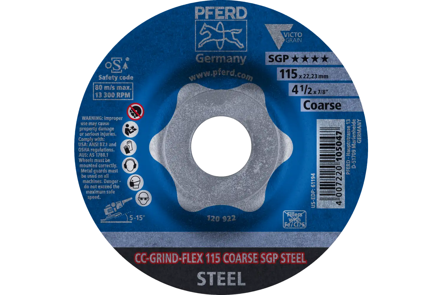 CC-GRIND FLEX taşlama diski 115x22.23 mm COARSE Profesyonel Seri SGP STEEL çelik için 2