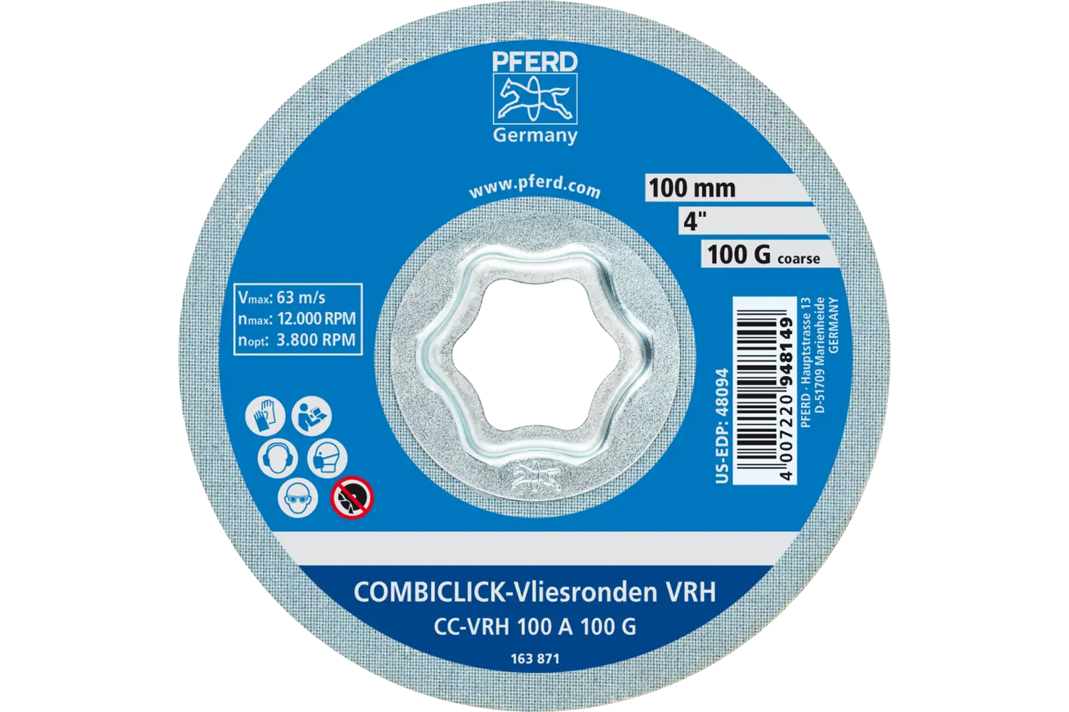 Açılı taşlama makinesiyle hassas taşlama ve finisaj için COMBICLICK sert elyaf disk CC çap 100 mm A100G 3