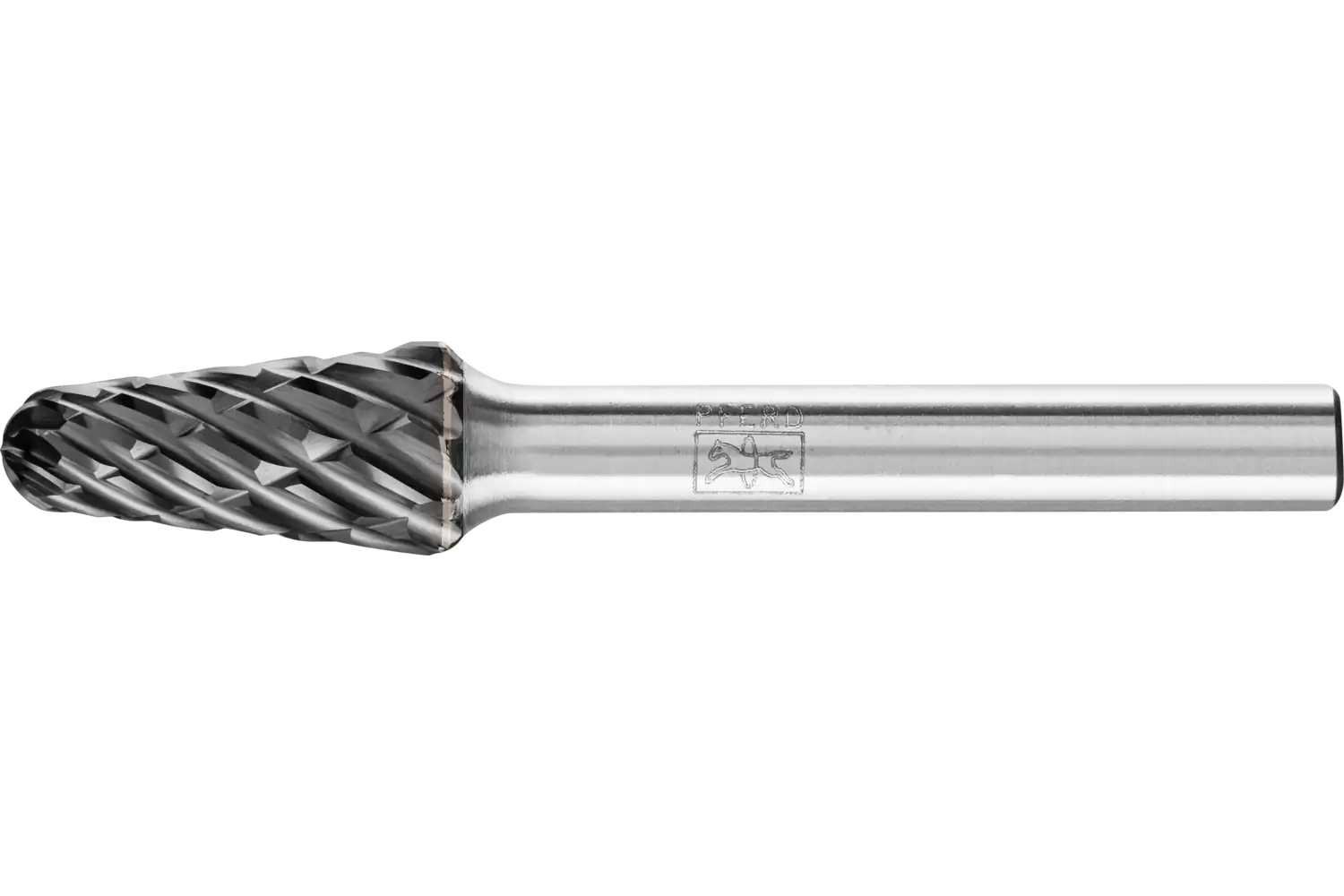 Yüksek performanslı karbür çapak alma frezesi STEEL, konik tip, radyüs uçlu, KEL çap 10x20 mm sap çapı 6 mm HICOAT, çelik için 1
