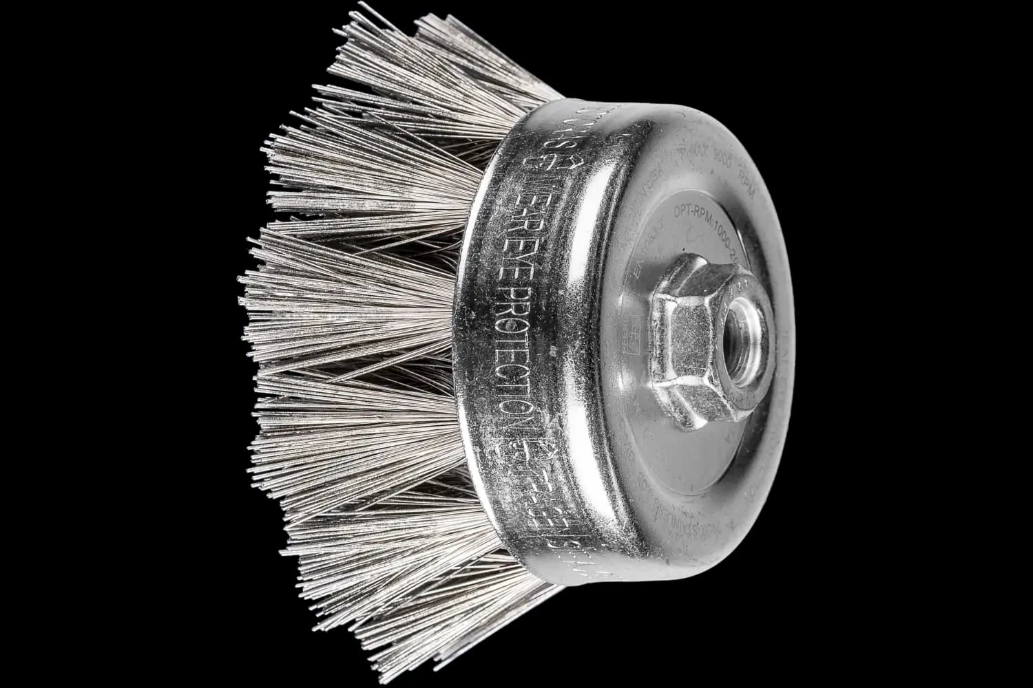 Çanak fırça burgulu TBG çap 100mm M14 paslanmaz çelik elmas tel çapı 0,50mm tanecik 270 1