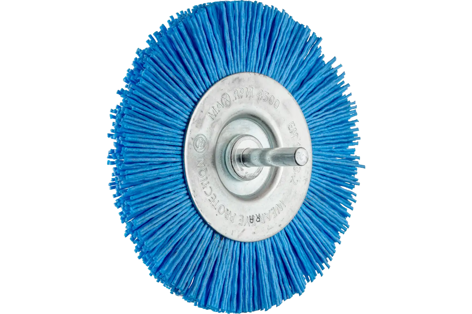 Dairesel fırça saçaklı RBU çap 100 mm sap çapı 6 mm BLUE tel çap 1,10 mm tanecik 180 elektrikli matkaplar 1