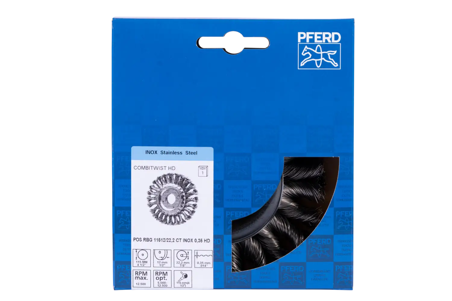 POS COMBITWIST dairesel fırça, burgulu RBG HD çap 115x12x22.2 mm paslanmaz çelik tel çap 0.35 mm açılı taşlama motorları 2