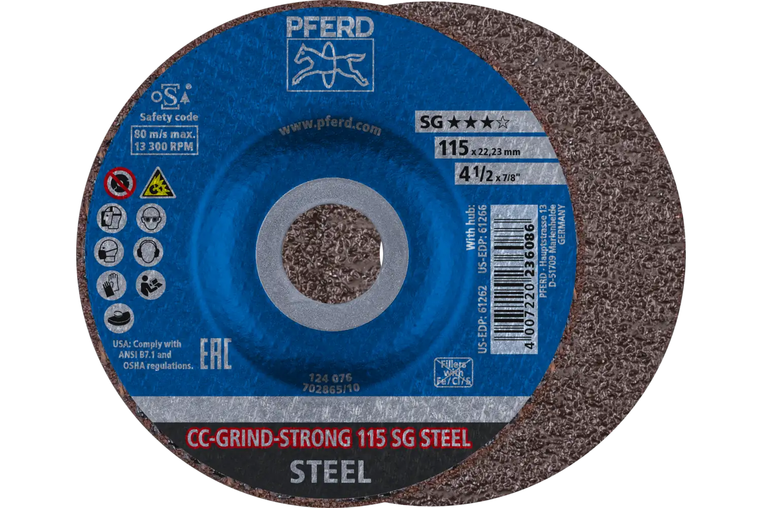 CC-GRIND STRONG taşlama diski 115x22.23 mm COARSE Performans Serisi SG STEEL çelik için 1