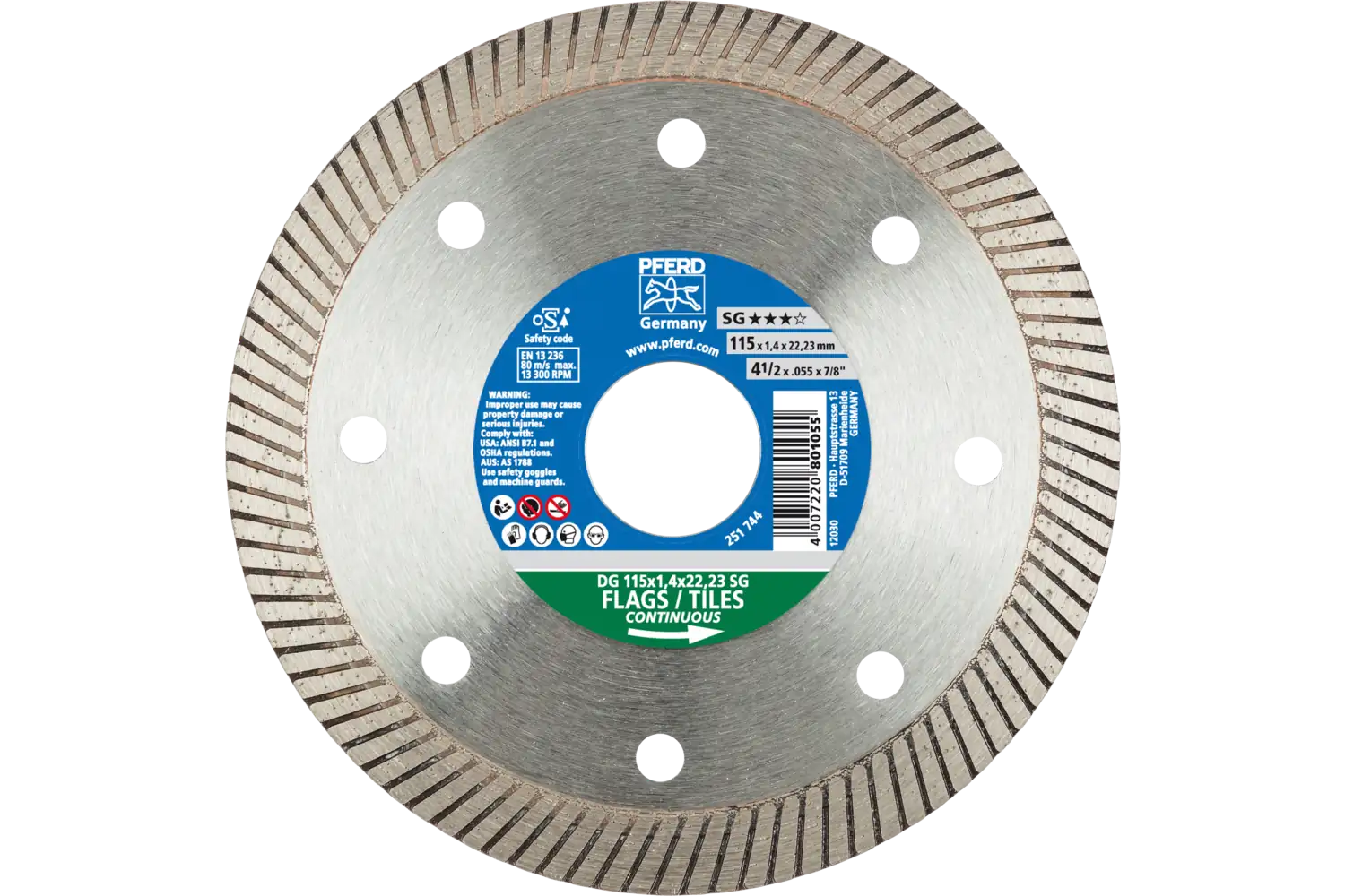Fayans kesmek için elmas kesme taşı DG FL 115x1,4x22,23 mm SG, yüksek kesim kalitesi 1