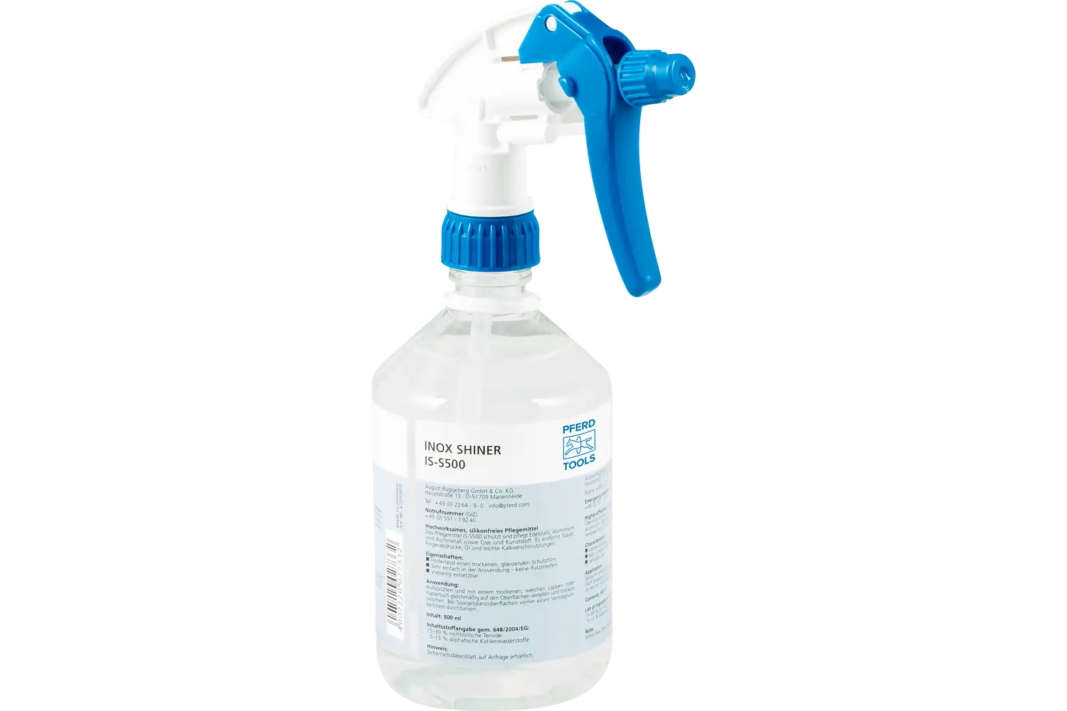 paslanmaz çelik bakım ürünleri SHINER IS-S 500 içeriği 500 ml sprey şişesi içerisinde 1