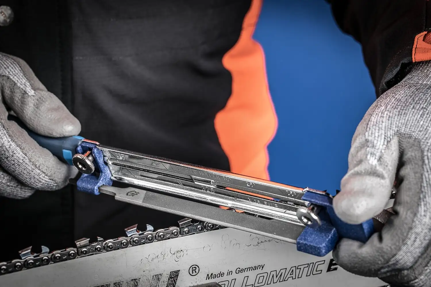 3/8" DüşükProfil zincir hatvesi için çapı 4,0 mm olan CHAIN SHARP MULTITOOL CS-MT zincir testere bileme aparatı 3