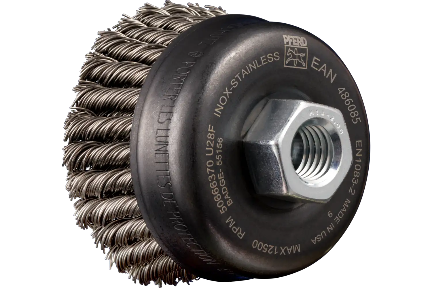 POS çanak fırça 2 sıra burgulu TBG HD çap 65 mm M14 paslanmaz çelik tel çap 0.50 mm açılı taşlama motorları 1