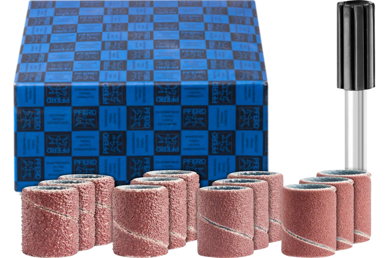 Spiral bant zımpara seti 13 parça alüminyum oksit çap 10x20 mm A60,80,150,240 tutucu sap çap 6 mm ile 1