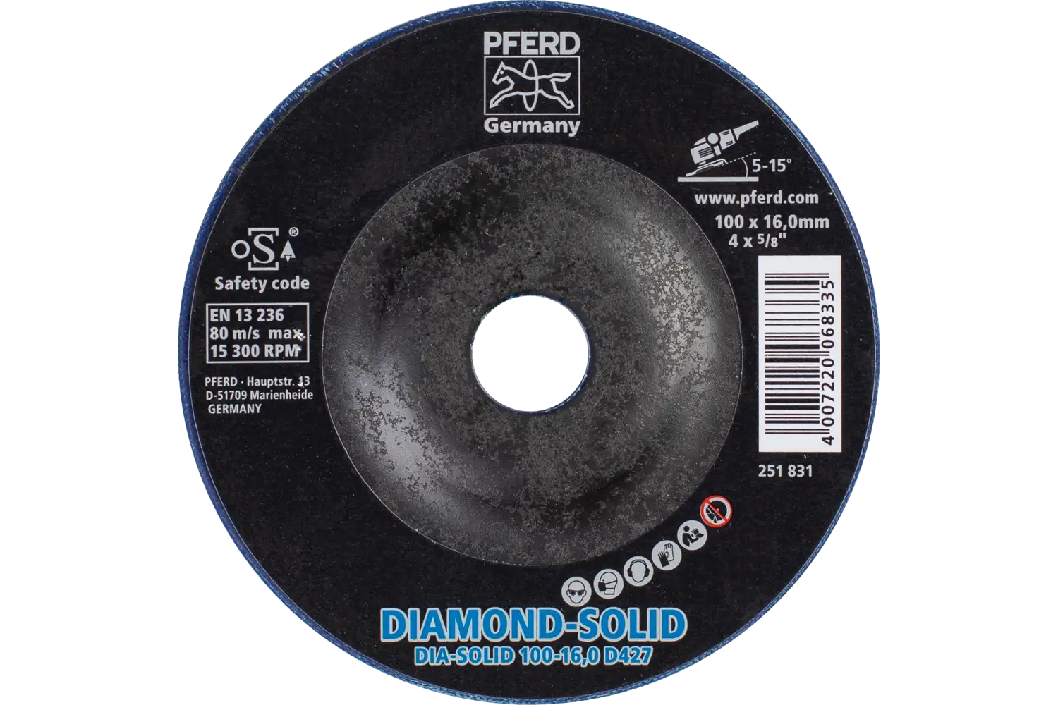 CC-GRIND SOLID DIAMOND 100x16.0 mm D427 (kaba) sert malzemelerde çalışmak için 2