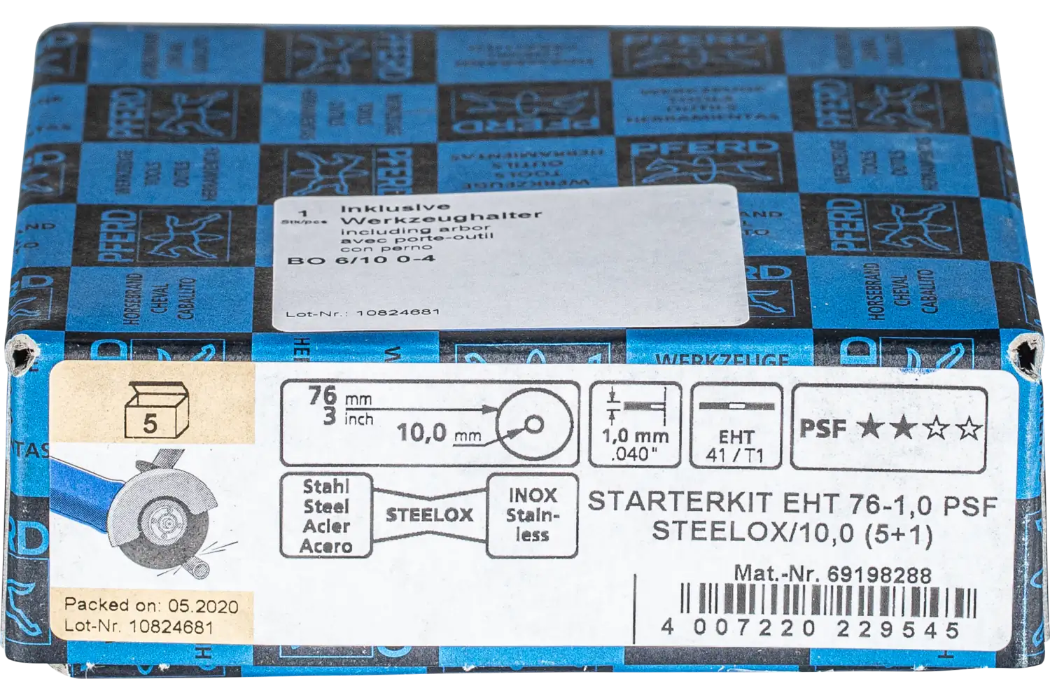 5x kesme taşı EHT 76x1,0x10 mm düz PSF STEELOX, 1 x sıkıştırma cıvatası ile çelik/paslanmaz çelik için 2