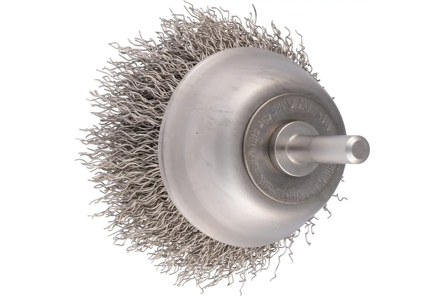 INOX-TOTAL çanak fırça saçaklı RBUIT çap 50 mm sap çapı 6 mm paslanmaz çelik tel çap 0.30 mm 1