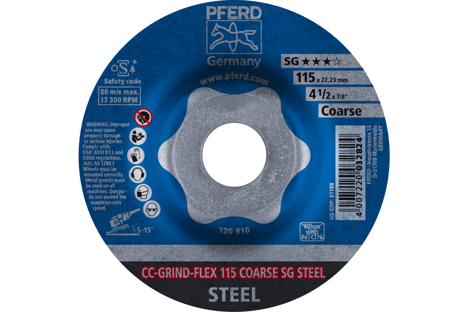 CC-GRIND FLEX taşlama diski 115x22.23 mm COARSE Performans Serisi SG STEEL çelik için 2