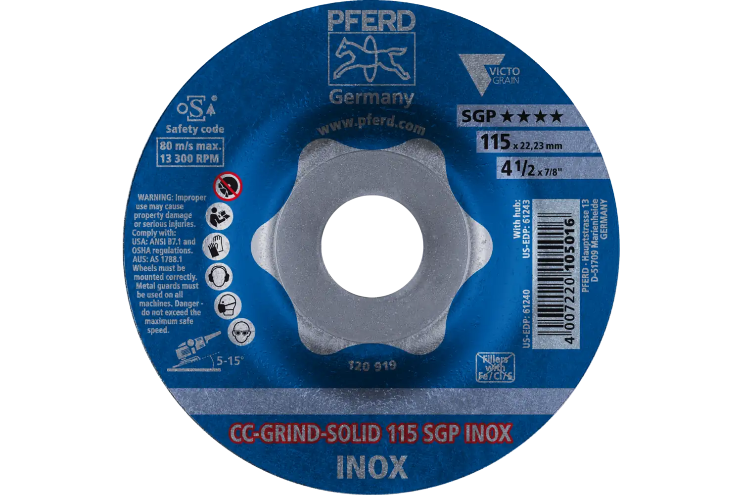 CC-GRIND SOLID taşlama diski 115x22.23 mm COARSE Profesyonel Seri SGP INOX paslanmaz çelik için 2