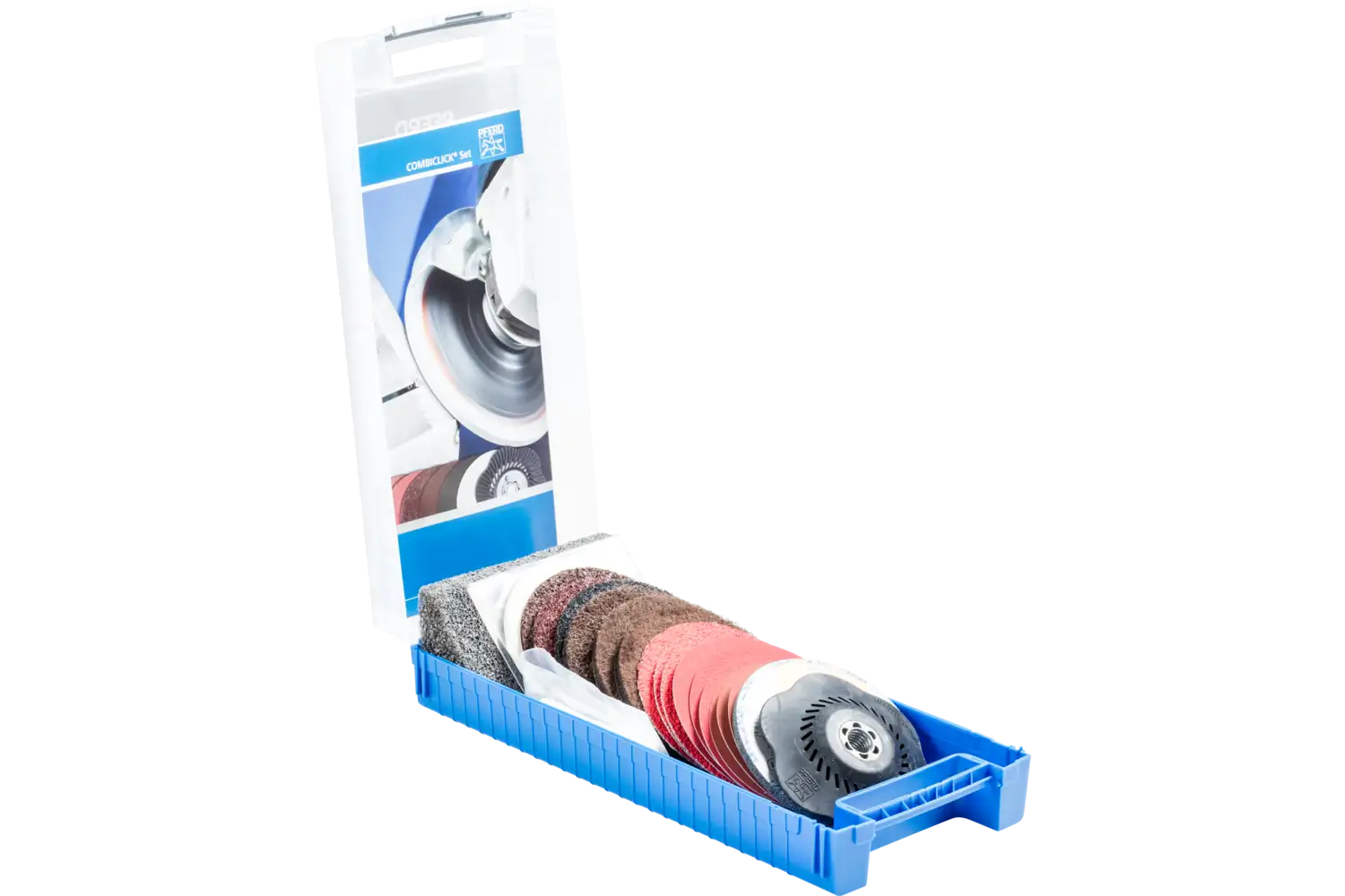 Açılı taşlama makinesiyle parlatma işi için kaba COMBICLICK set 19 parça çap 115 mm 5/8-11 1