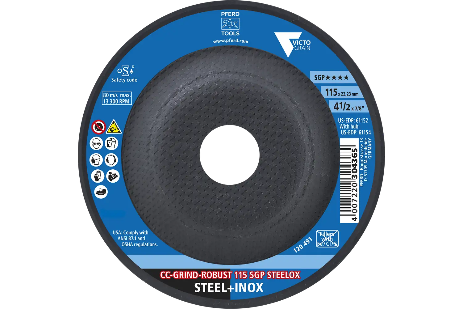 CC-GRIND ROBUST taşlama diski 115x22.23 mm Profesyonel Seri SGP STEELOX çelik/paslanmaz çelik için 2