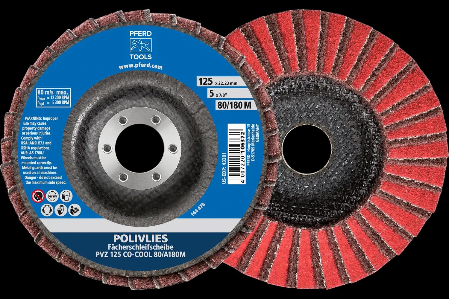 POLIVLIES flap taşlama diski seramik çap 115 mm delik 22,23 mm CO-COOL120/A240F hassas taşlama için 1