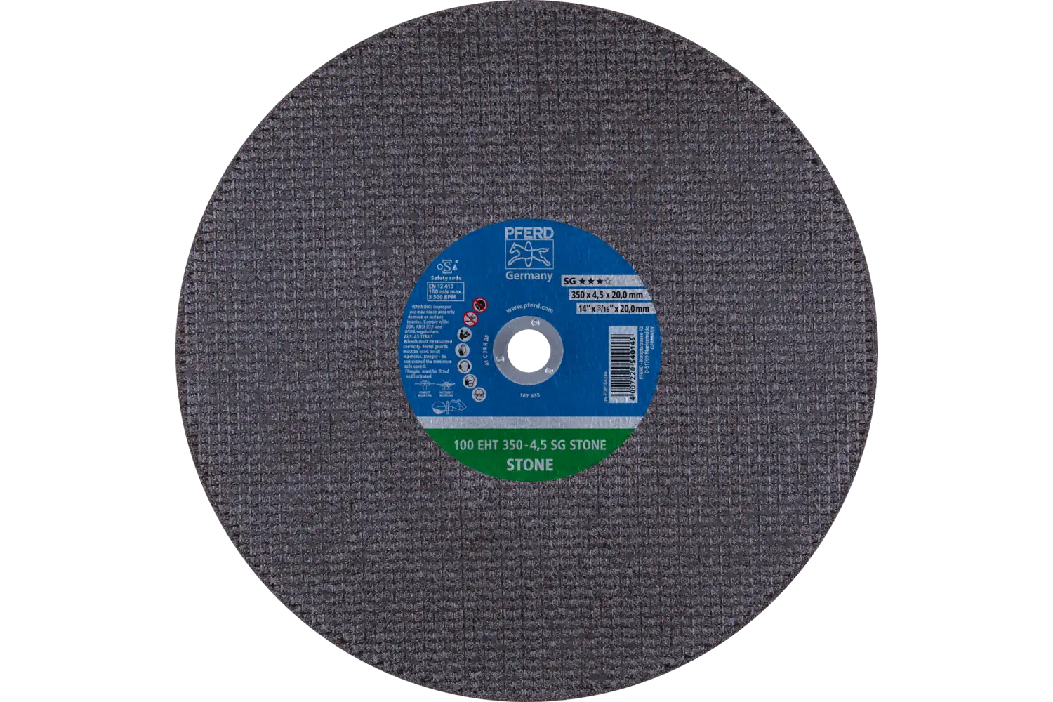 Kesme taşı taşlama makinesi EHT 350x4,5x20mm SG STONE, taş için (100 m/s) 1