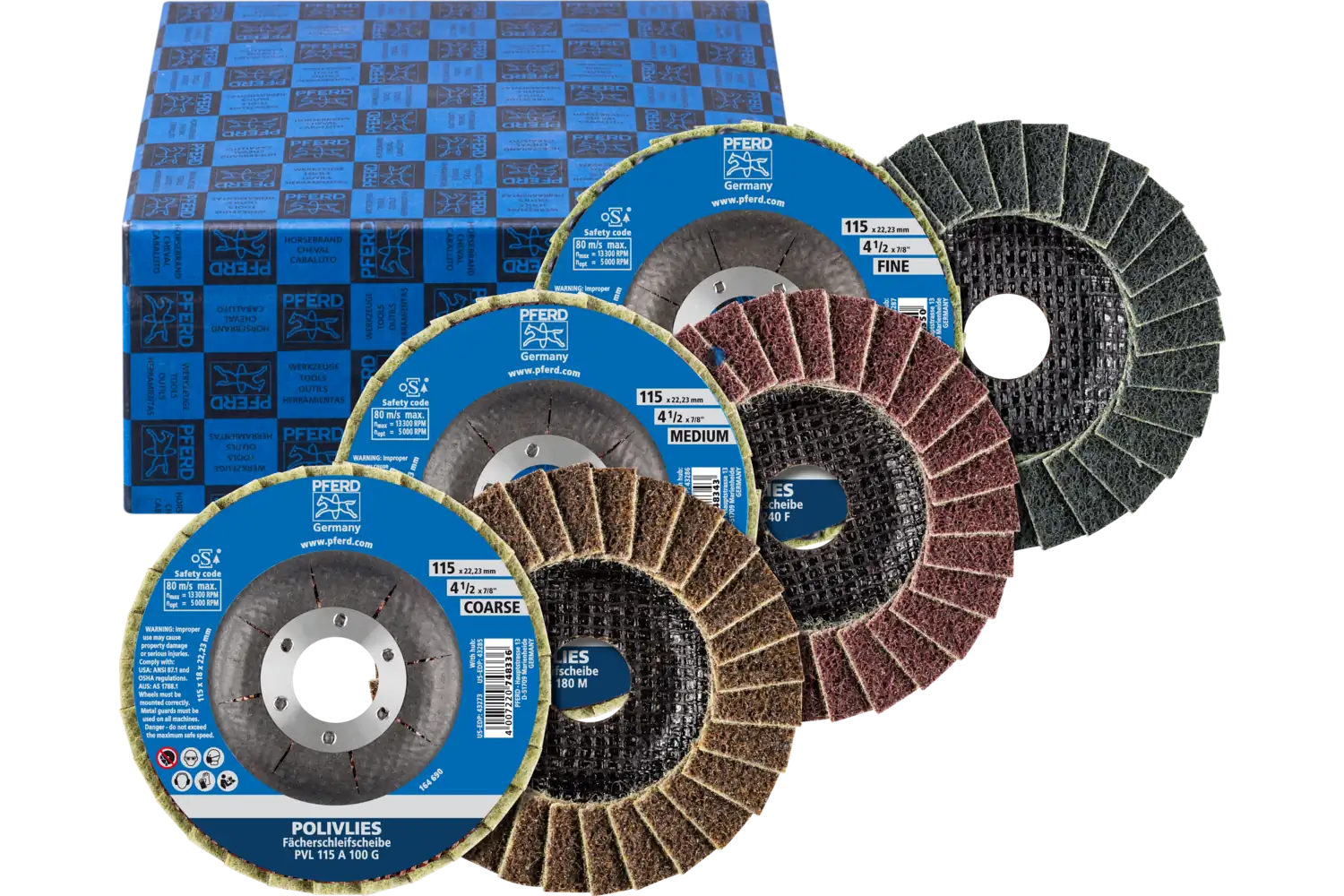 POLIVLIES flap taşlama diski seti PVL alüminyum oksit çap 115 mm merkez delik çapı 22,23 mm A100,180,280 1