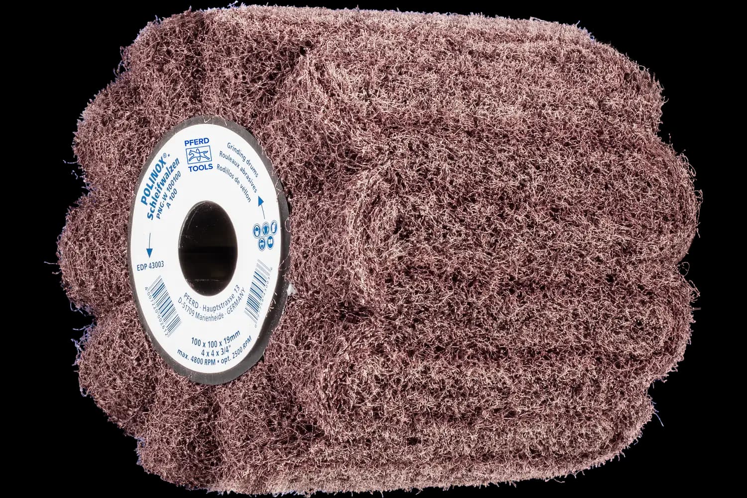POLINOX elyaf kamalı zımpara PNG çap 100x100 mm kamalı 19 mm A100 hassas taşlama ve finisaj için 1