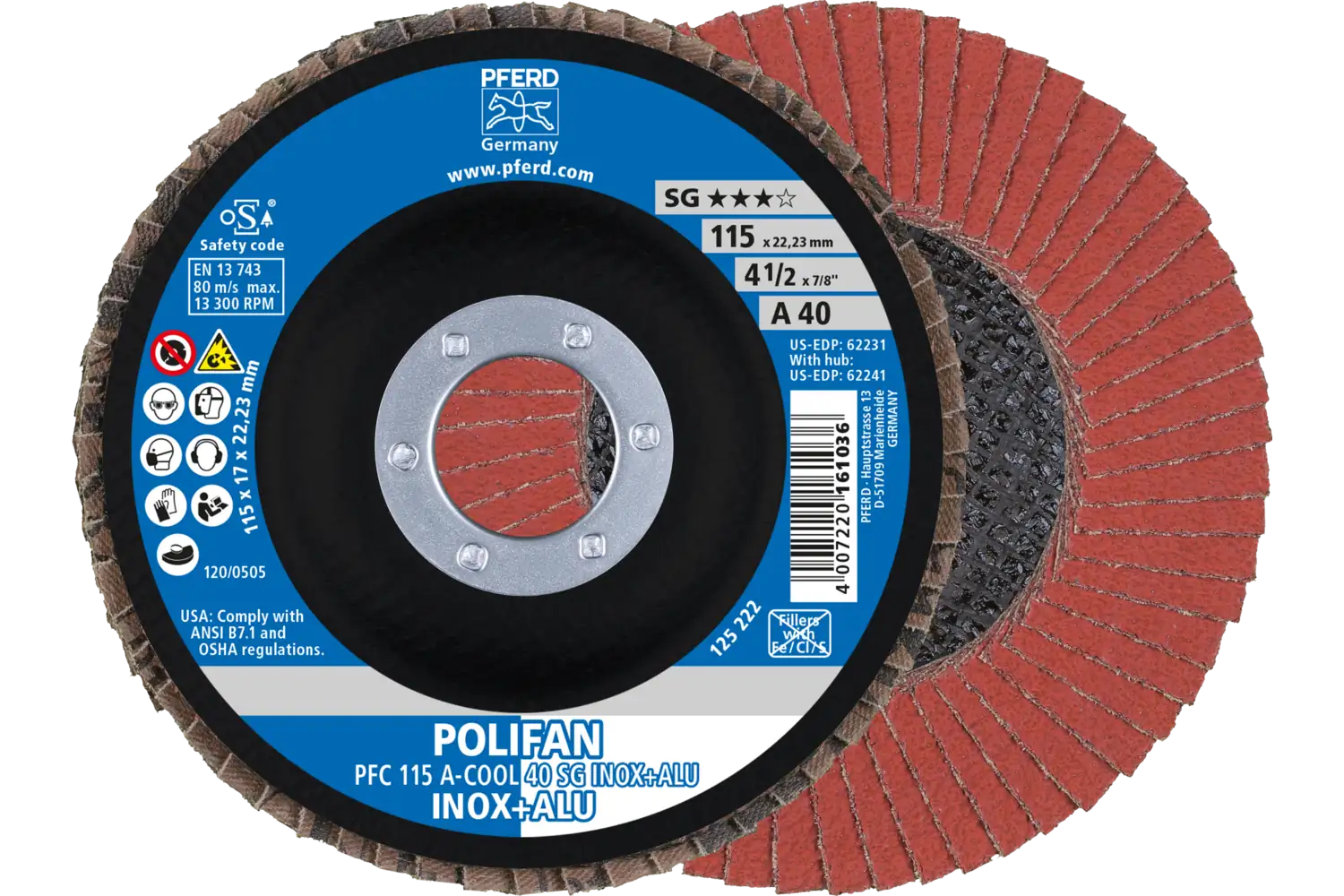 POLIFAN flap taşlama diskler alüminyum oksit A-COOL SG INOX+ALU ★★★☆