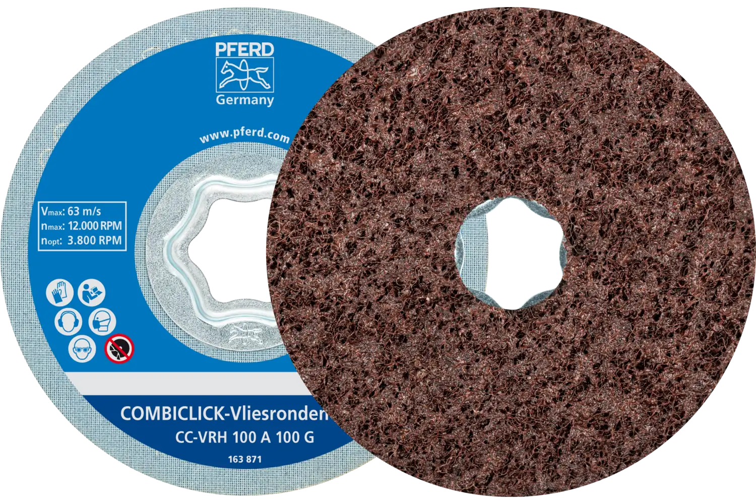 Açılı taşlama makinesiyle hassas taşlama ve finisaj için COMBICLICK sert elyaf disk CC çap 100 mm A100G 1