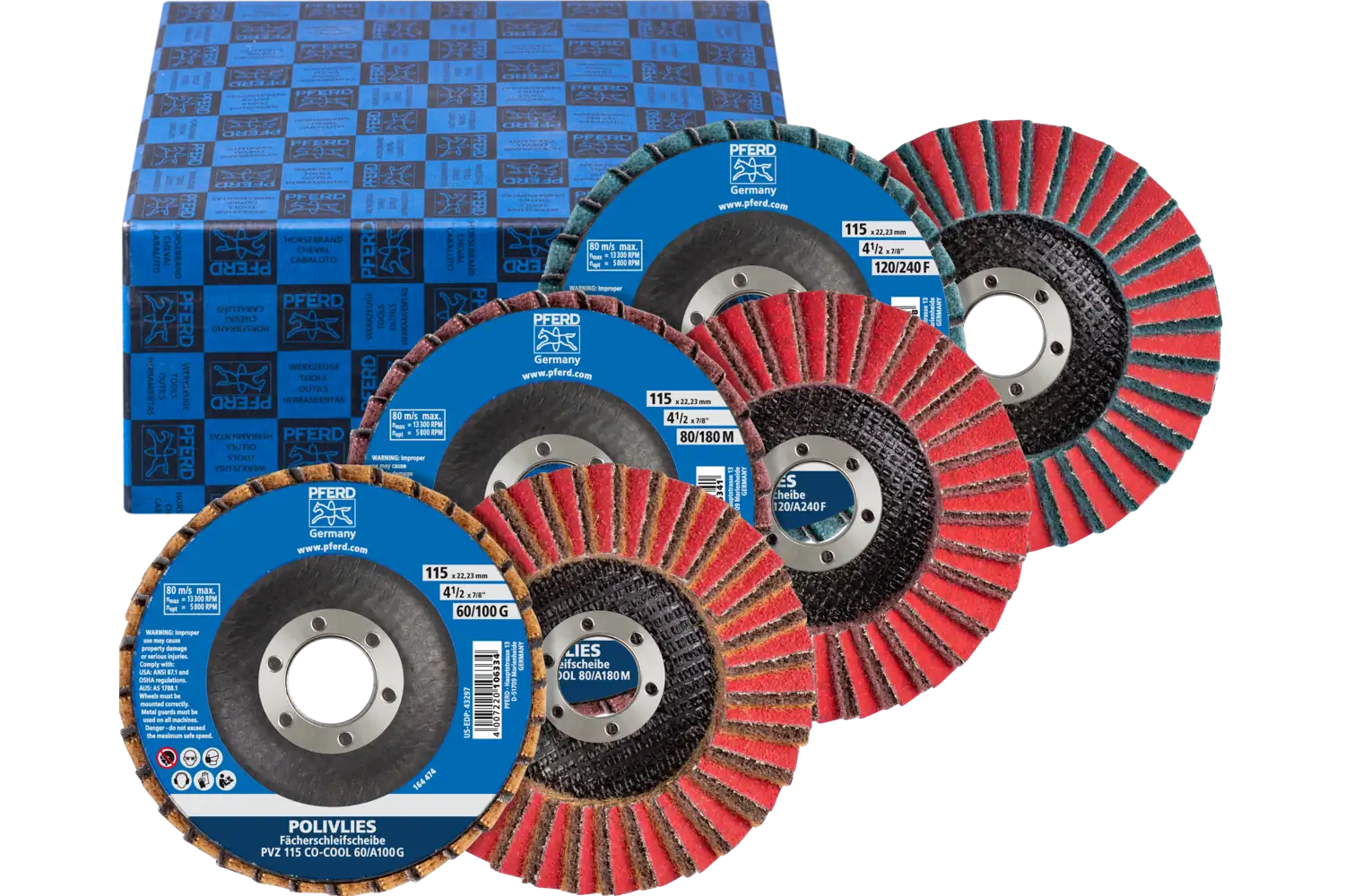 POLIVLIES flap taşlama diski seti PVZ seramik çap 115 mm merkez delik çapı 22,23 mm CO-COOL60/G,80/M,120/F 1