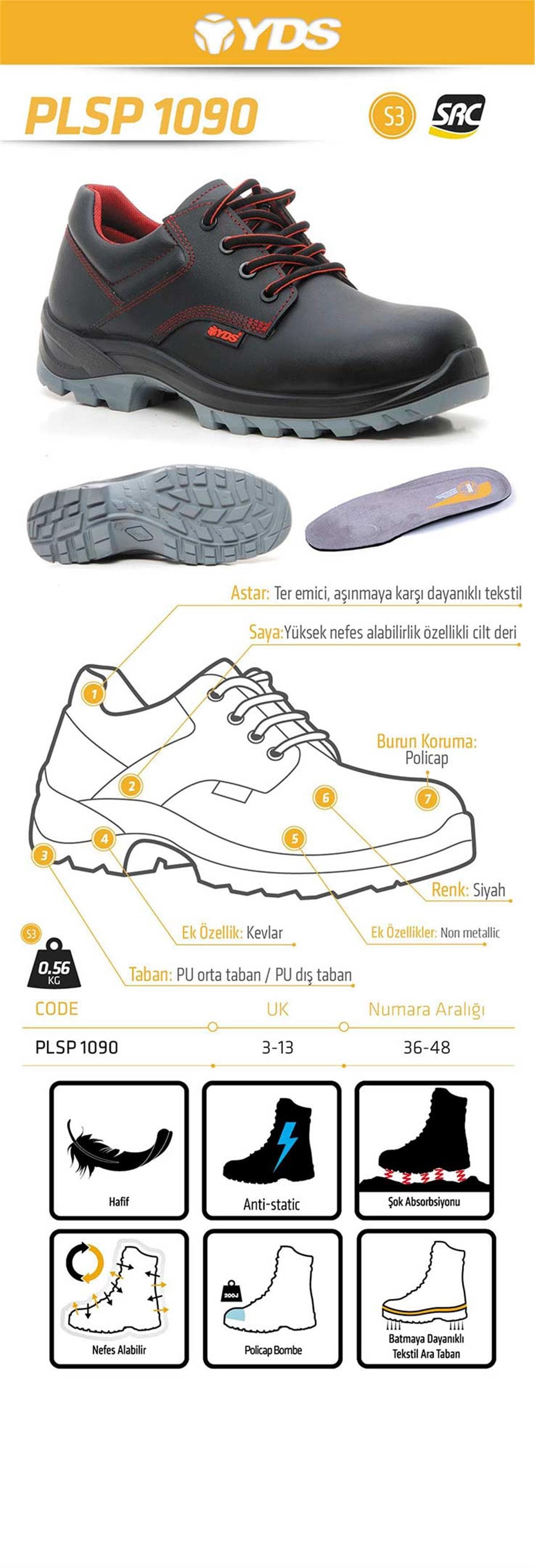 PLSP 1090 S3 AYAKKABI -SİYAH